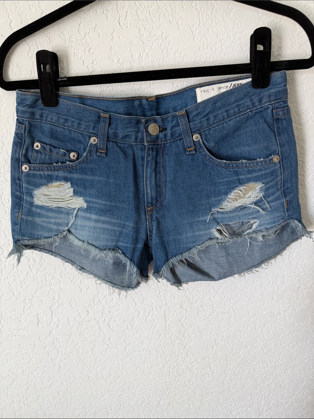 Rag & Bone Blue Denim Cutoff Shorts